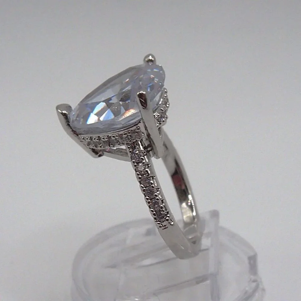 Stunning Large 5.00ctw Cubic Zirconia Heart Ring Solid 925 Sterling Silver - Picture 4 of 12